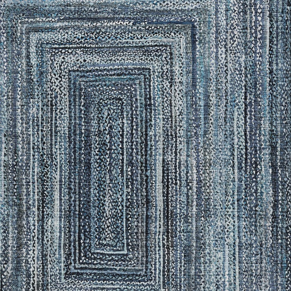 5' X 8' Blue Navy Blue And Ivory Geometric Washable Indoor Outdoor Area Rug HomeRoots