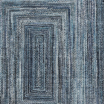 5' X 8' Blue Navy Blue And Ivory Geometric Washable Indoor Outdoor Area Rug HomeRoots