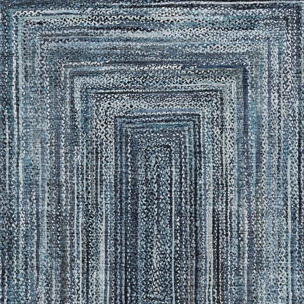 8' X 10' Blue Navy Blue And Ivory Geometric Washable Indoor Outdoor Area Rug HomeRoots