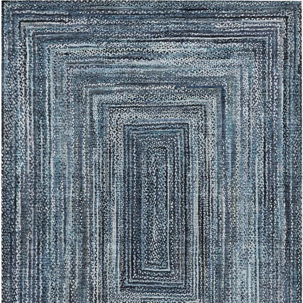8' X 10' Blue Navy Blue And Ivory Geometric Washable Indoor Outdoor Area Rug HomeRoots