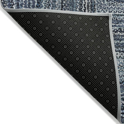 8' X 10' Blue Navy Blue And Ivory Geometric Washable Indoor Outdoor Area Rug HomeRoots