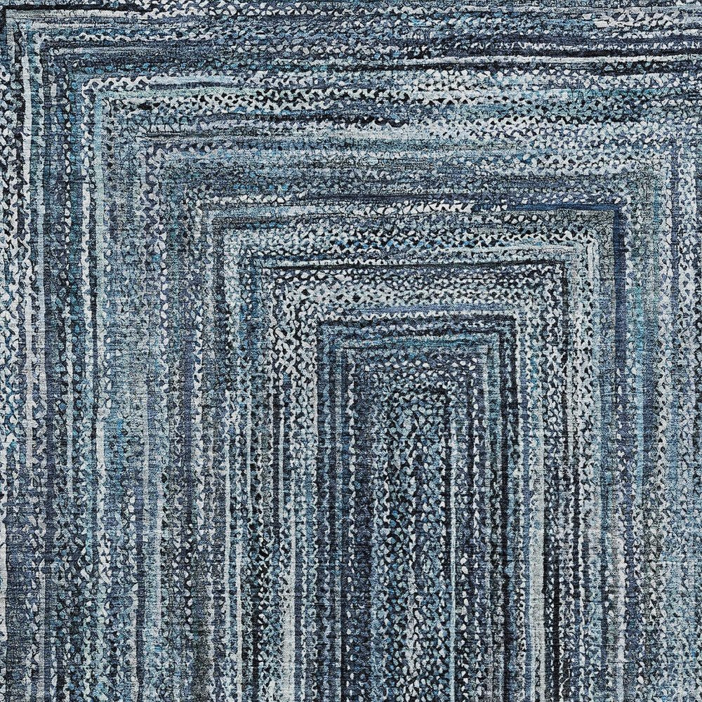 8' X 10' Blue Navy Blue And Ivory Geometric Washable Indoor Outdoor Area Rug HomeRoots