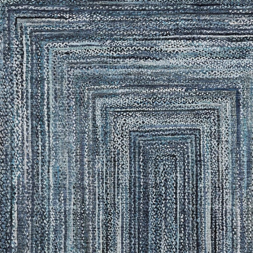 10' X 14' Blue Navy Blue And Ivory Geometric Washable Indoor Outdoor Area Rug — view 8