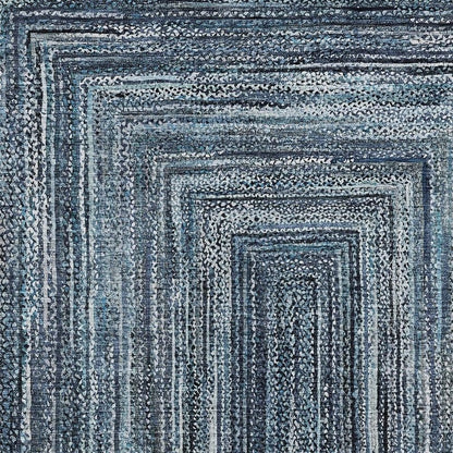 10' X 14' Blue Navy Blue And Ivory Geometric Washable Indoor Outdoor Area Rug