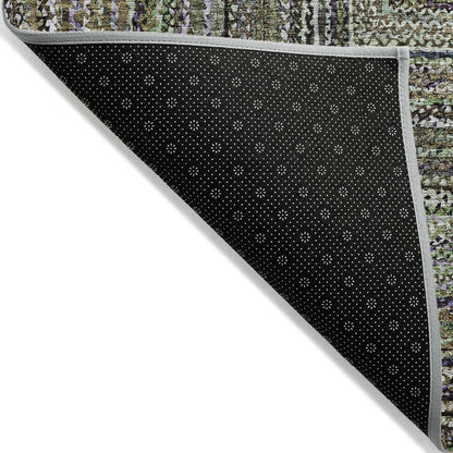 5' X 8' Olive Green Lavender And Fern Green Geometric Washable Indoor Outdoor Area Rug HomeRoots