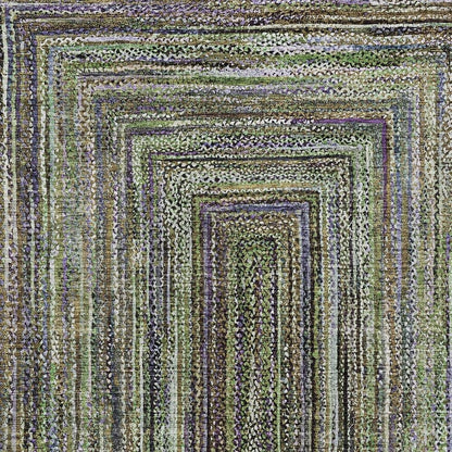 9' X 12' Olive Green Lavender And Fern Green Geometric Washable Indoor Outdoor Area Rug