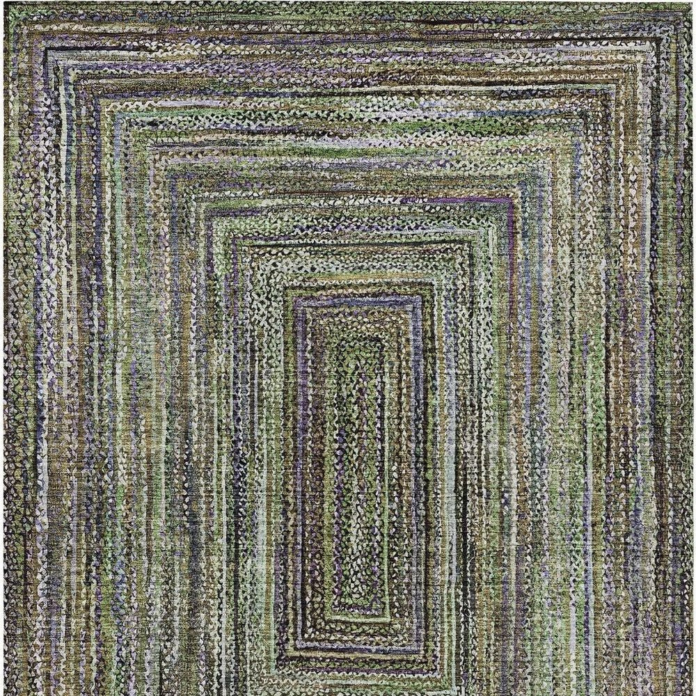 10' X 14' Olive Green Lavender And Fern Green Geometric Washable Indoor Outdoor Area Rug HomeRoots
