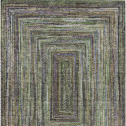 10' X 14' Olive Green Lavender And Fern Green Geometric Washable Indoor Outdoor Area Rug HomeRoots