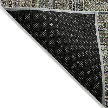 10' X 14' Olive Green Lavender And Fern Green Geometric Washable Indoor Outdoor Area Rug HomeRoots