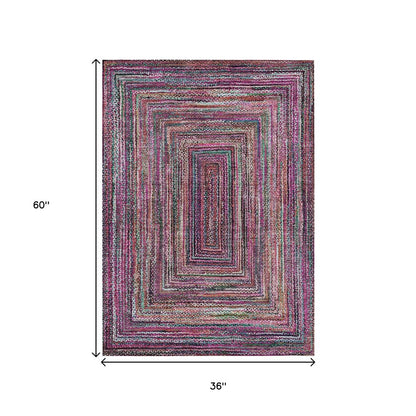 3' X 5' Pink Mauve And Teal Blue Geometric Washable Indoor Outdoor Area Rug HomeRoots