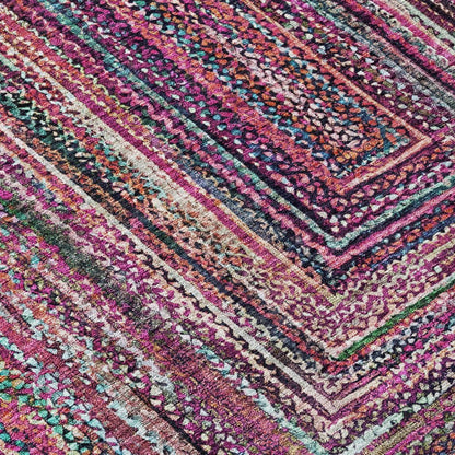 3' X 5' Pink Mauve And Teal Blue Geometric Washable Indoor Outdoor Area Rug HomeRoots