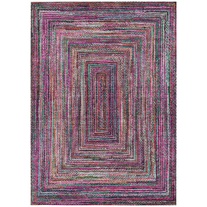 5' X 8' Pink Mauve And Teal Blue Geometric Washable Indoor Outdoor Area Rug HomeRoots