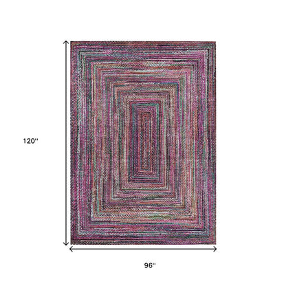 8' X 10' Pink Mauve And Teal Blue Geometric Washable Indoor Outdoor Area Rug HomeRoots
