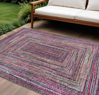 8' X 10' Pink Mauve And Teal Blue Geometric Washable Indoor Outdoor Area Rug HomeRoots