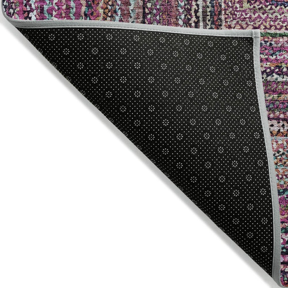 8' X 10' Pink Mauve And Teal Blue Geometric Washable Indoor Outdoor Area Rug — view 10