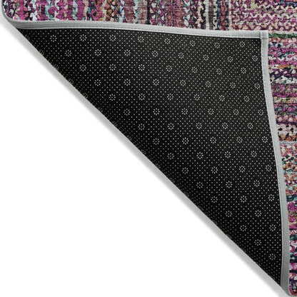 8' X 10' Pink Mauve And Teal Blue Geometric Washable Indoor Outdoor Area Rug HomeRoots