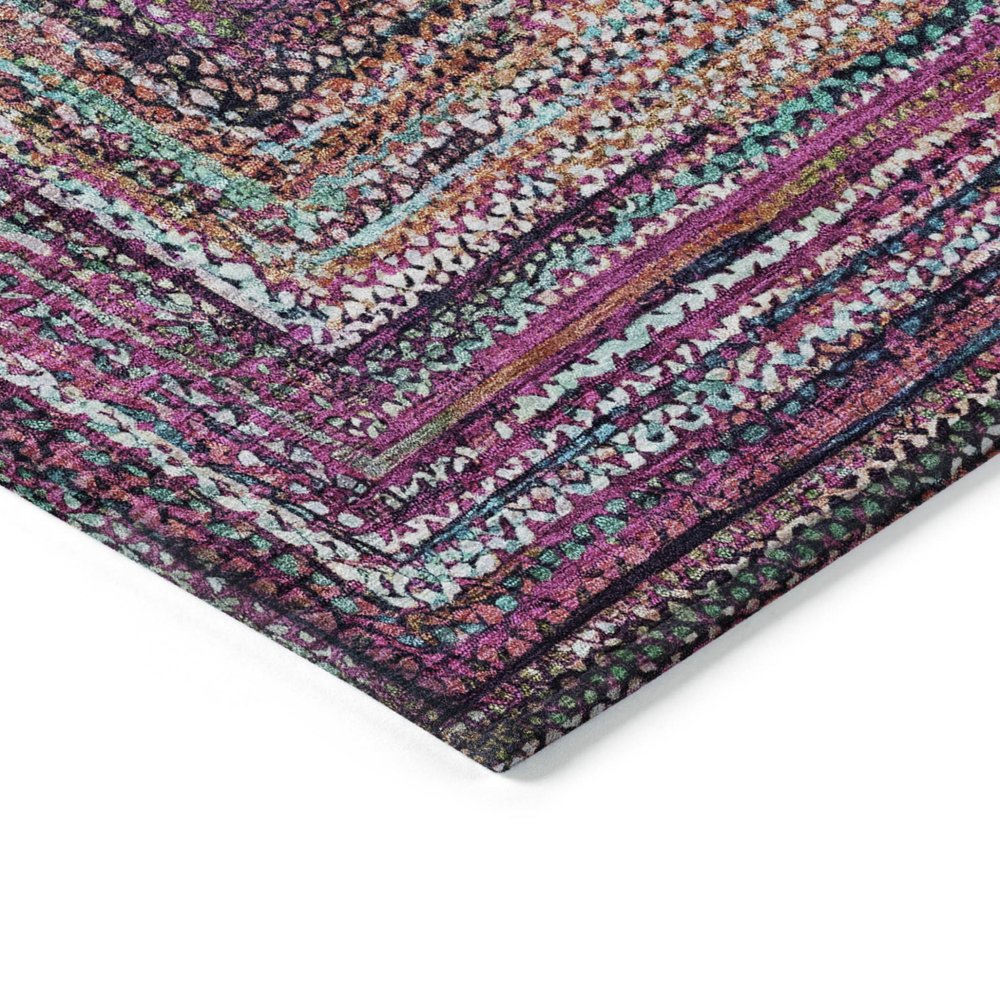 8' X 10' Pink Mauve And Teal Blue Geometric Washable Indoor Outdoor Area Rug HomeRoots