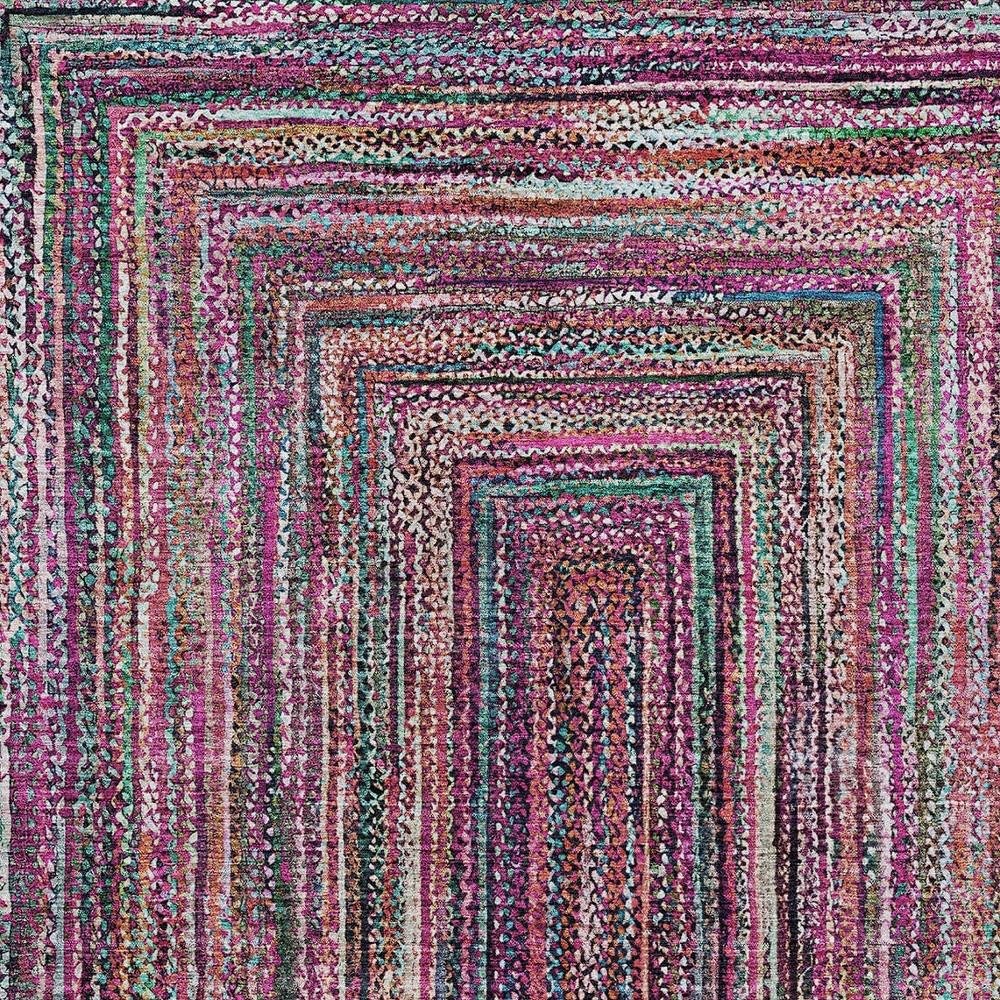 8' X 10' Pink Mauve And Teal Blue Geometric Washable Indoor Outdoor Area Rug HomeRoots