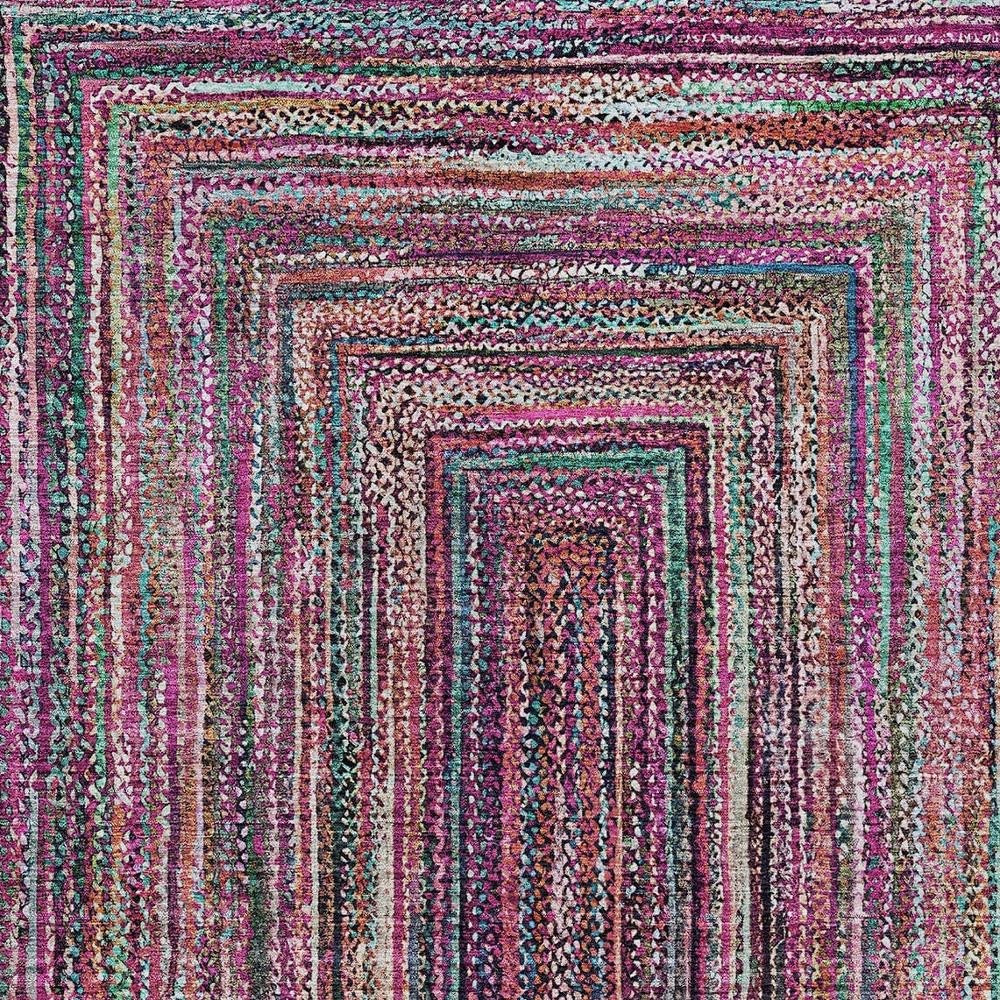 9' X 12' Pink Mauve And Teal Blue Geometric Washable Indoor Outdoor Area Rug HomeRoots