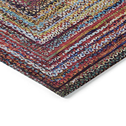 3' X 5' Rust Blue And Gold Geometric Washable Indoor Outdoor Area Rug HomeRoots