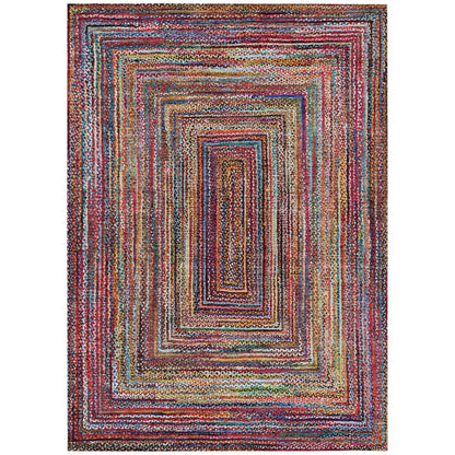 5' X 8' Rust Blue And Gold Geometric Washable Indoor Outdoor Area Rug