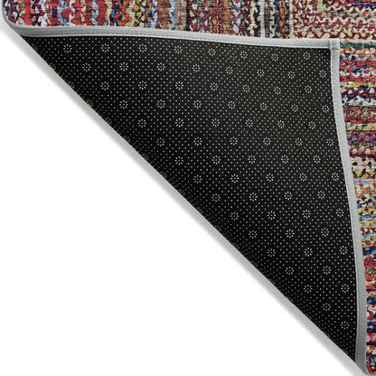 5' X 8' Rust Blue And Gold Geometric Washable Indoor Outdoor Area Rug HomeRoots