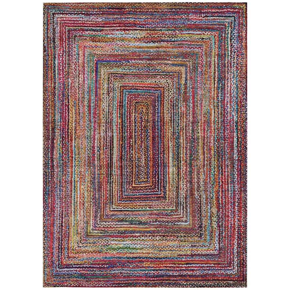 8' X 10' Rust Blue And Gold Geometric Washable Indoor Outdoor Area Rug HomeRoots