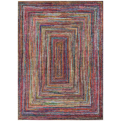 8' X 10' Rust Blue And Gold Geometric Washable Indoor Outdoor Area Rug HomeRoots