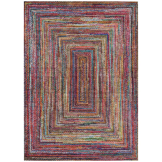 8' X 10' Rust Blue And Gold Geometric Washable Indoor Outdoor Area Rug
