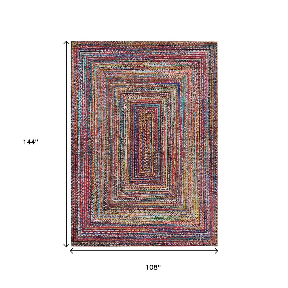9' X 12' Rust Blue And Gold Geometric Washable Indoor Outdoor Area Rug HomeRoots