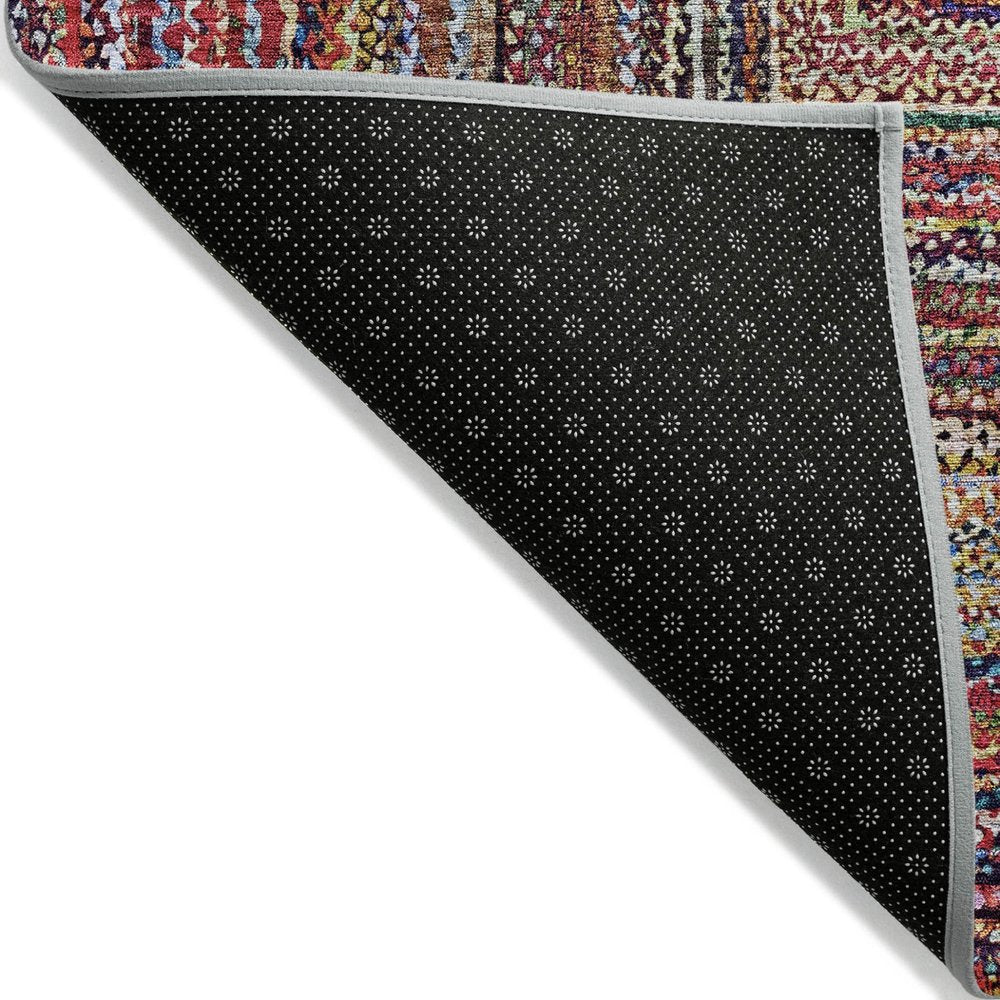 10' X 14' Rust Blue And Gold Geometric Washable Indoor Outdoor Area Rug — view 10