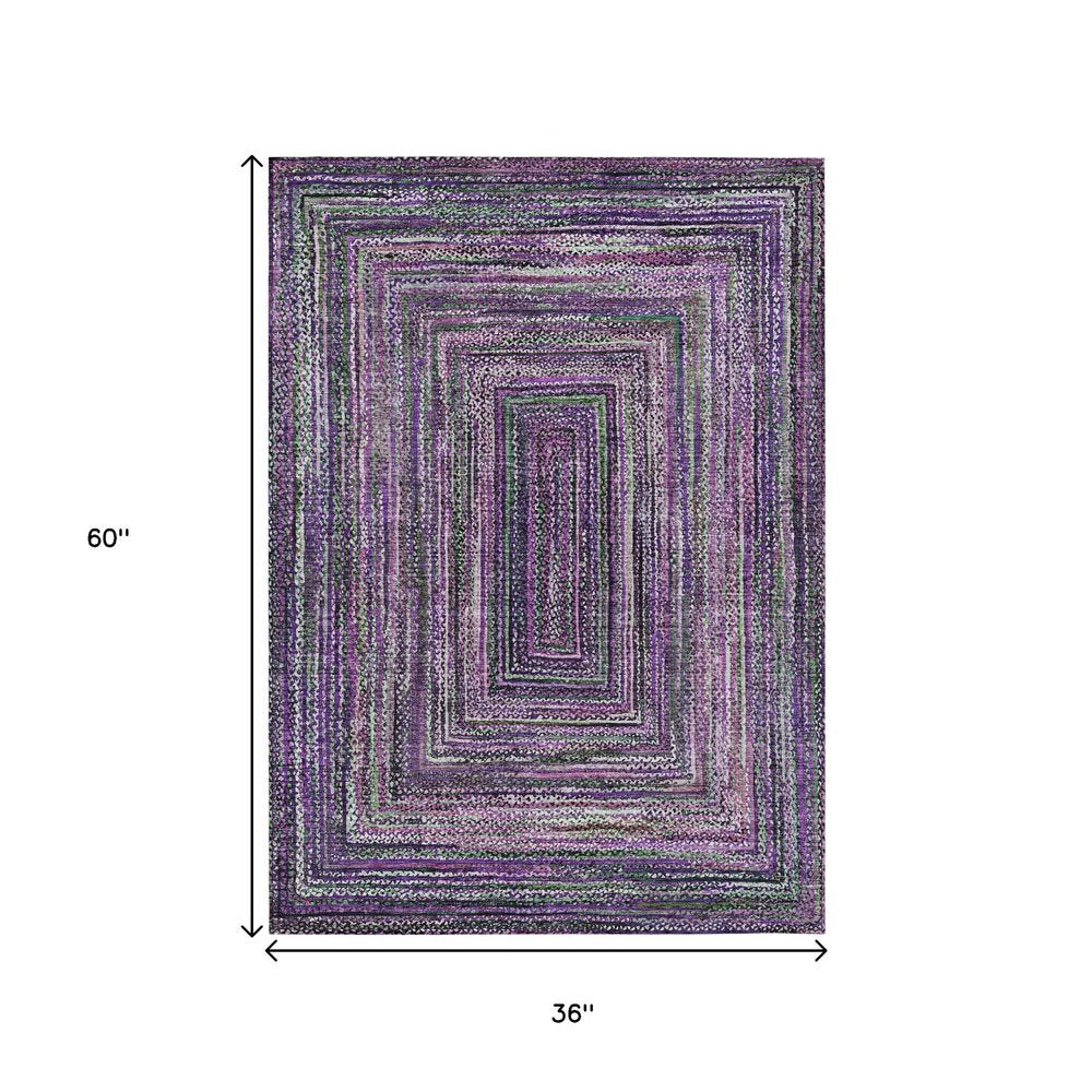 3' X 5' Purple Lavender And Gray Geometric Washable Indoor Outdoor Area Rug — view 7