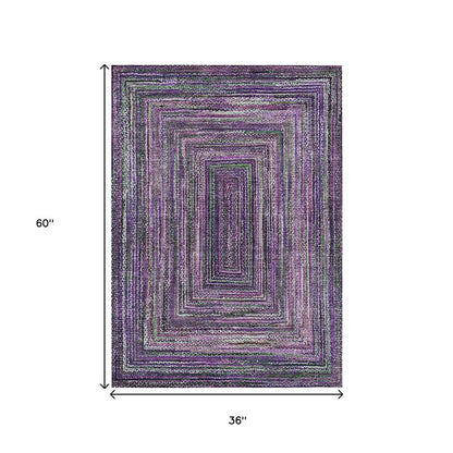 3' X 5' Purple Lavender And Gray Geometric Washable Indoor Outdoor Area Rug HomeRoots