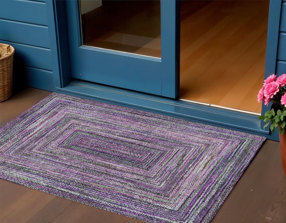 3' X 5' Purple Lavender And Gray Geometric Washable Indoor Outdoor Area Rug — view 8