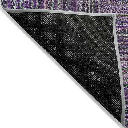 3' X 5' Purple Lavender And Gray Geometric Washable Indoor Outdoor Area Rug HomeRoots