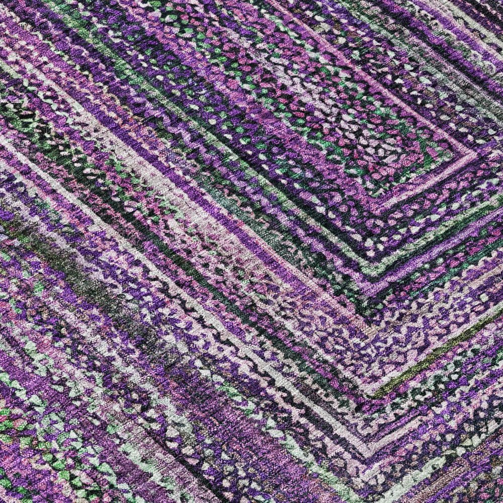 3' X 5' Purple Lavender And Gray Geometric Washable Indoor Outdoor Area Rug — view 4
