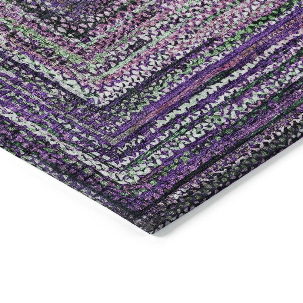 8' Purple Lavender And Gray Round Geometric Washable Indoor Outdoor Area Rug HomeRoots