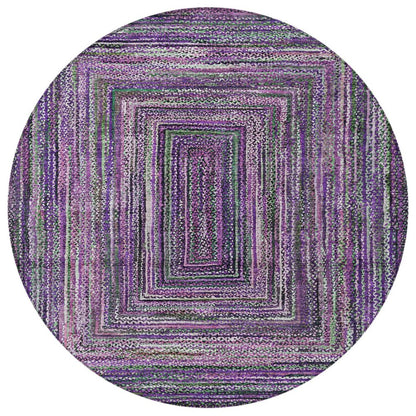 8' Purple Lavender And Gray Round Geometric Washable Indoor Outdoor Area Rug HomeRoots