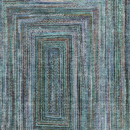 9' X 12' Teal Blue Brown And Ivory Geometric Washable Indoor Outdoor Area Rug HomeRoots