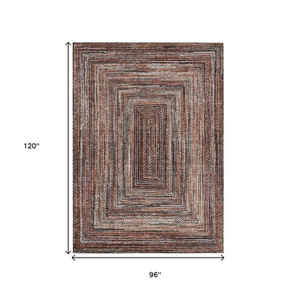 8' X 10' Terra Cotta Copper And Beige Geometric Washable Indoor Outdoor Area Rug HomeRoots