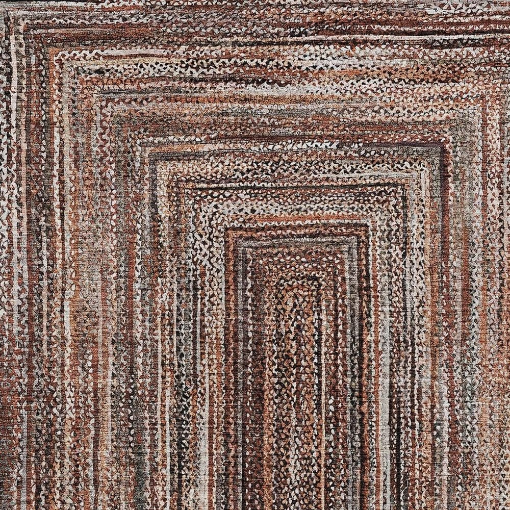 8' X 10' Terra Cotta Copper And Beige Geometric Washable Indoor Outdoor Area Rug HomeRoots