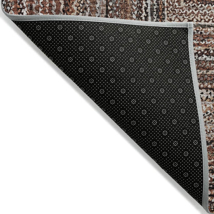 8' X 10' Terra Cotta Copper And Beige Geometric Washable Indoor Outdoor Area Rug HomeRoots