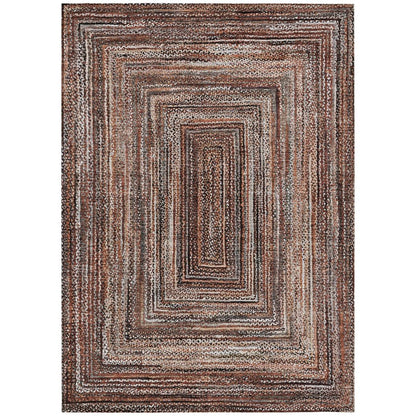 9' X 12' Terra Cotta Copper And Beige Geometric Washable Indoor Outdoor Area Rug HomeRoots
