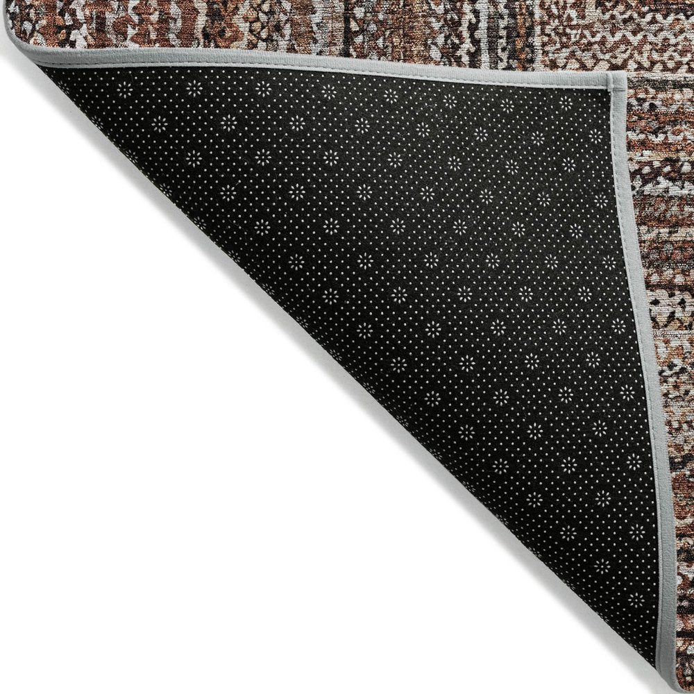 9' X 12' Terra Cotta Copper And Beige Geometric Washable Indoor Outdoor Area Rug HomeRoots