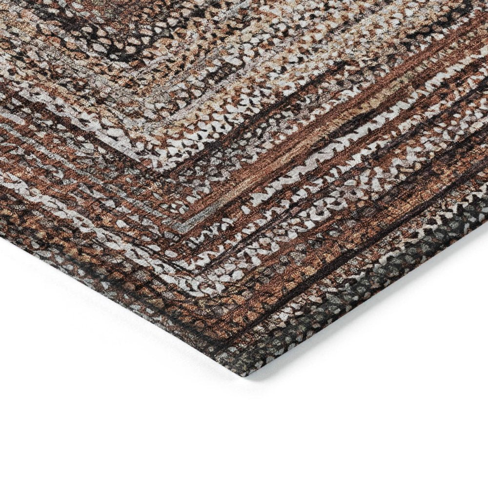 9' X 12' Terra Cotta Copper And Beige Geometric Washable Indoor Outdoor Area Rug HomeRoots