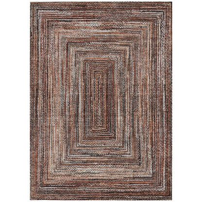 9' X 12' Terra Cotta Copper And Beige Geometric Washable Indoor Outdoor Area Rug HomeRoots