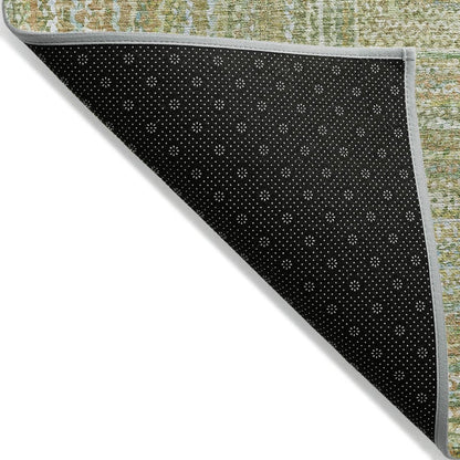 8' Artichoke Green Gold And Blue Round Geometric Washable Indoor Outdoor Area Rug HomeRoots