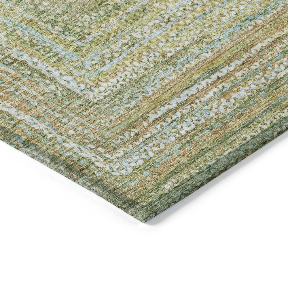 8' X 10' Artichoke Green Gold And Blue Geometric Washable Indoor Outdoor Area Rug — view 3