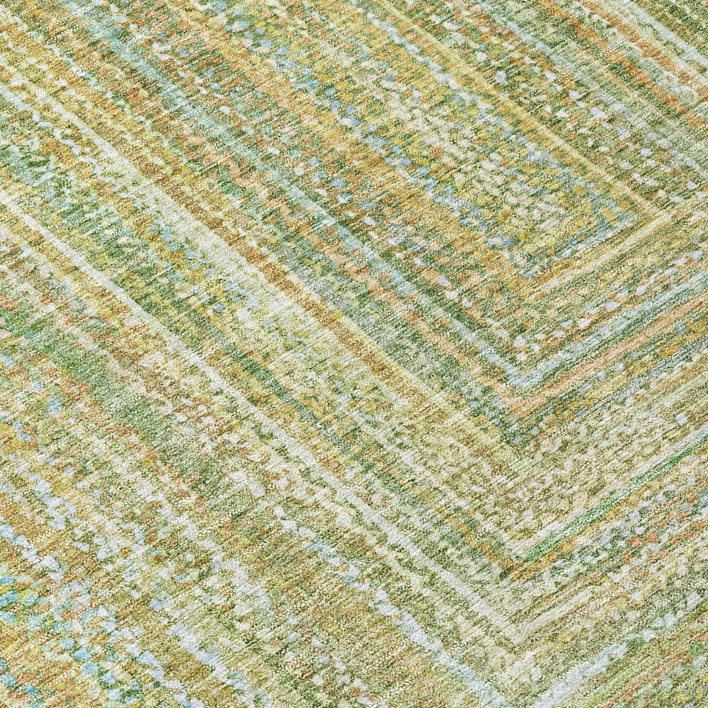 10' X 14' Artichoke Green Gold And Blue Geometric Washable Indoor Outdoor Area Rug HomeRoots