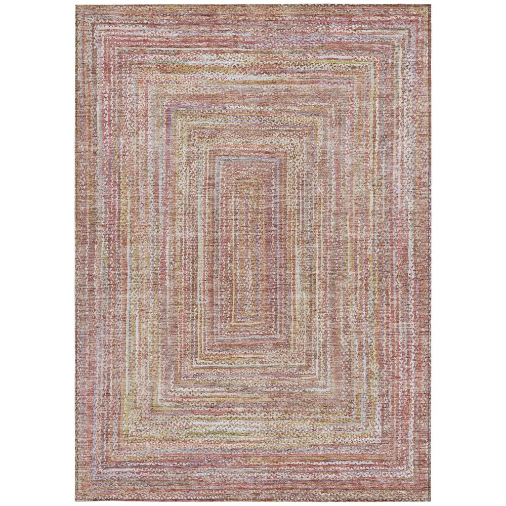 5' X 8' Rust Mauve And Coral Geometric Washable Indoor Outdoor Area Rug HomeRoots